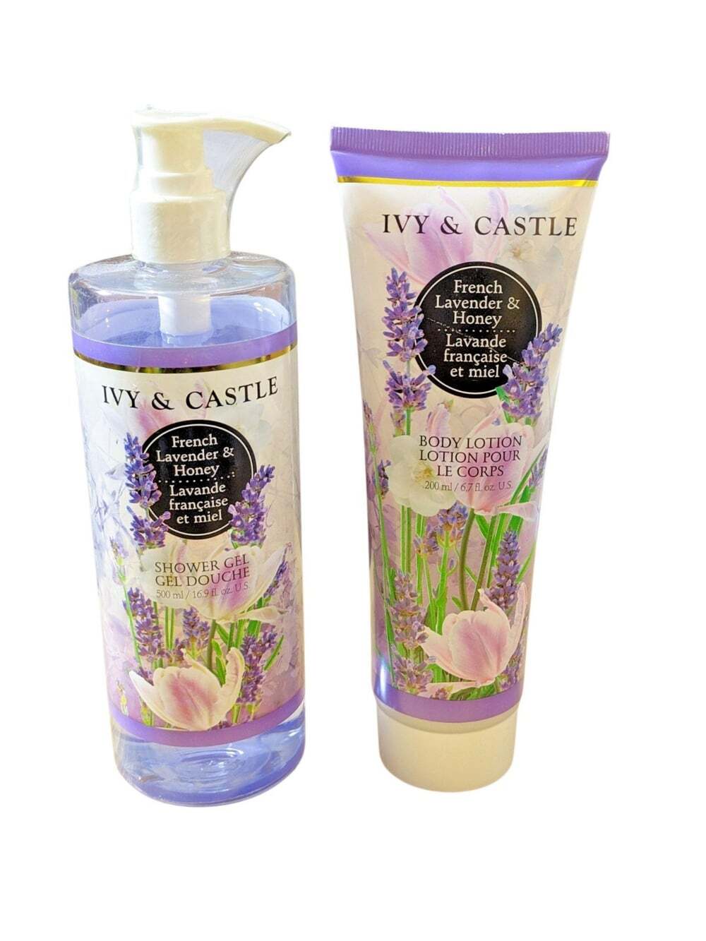 Ivy & Castle Bath Collection Set French Lavender & Honey Shower Gel & Lotion NEW